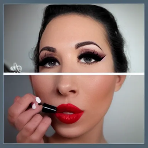 Image similar to award - winning pin up close up portrait gloss eyeliner