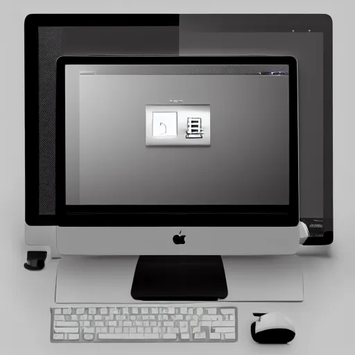 Prompt: early 2010s blobject fat 2-in-1 computer+monitor combo. KBDMOUSE. ipod classic style. whites and grays. 4k photography