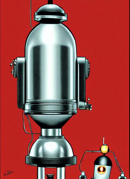 Prompt: Tom Servo from MST3K by Ralph Mcquarrie, highly detailed, sharp focus, illustration