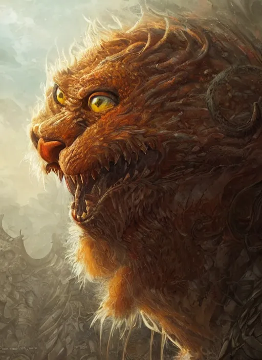 Image similar to portrait of Garfield as a large Lovcraftian monster, fantasy, intricate, elegant, highly detailed, digital painting, artstation, concept art, smooth, sharp focus, illustration, art by artgerm and greg rutkowski