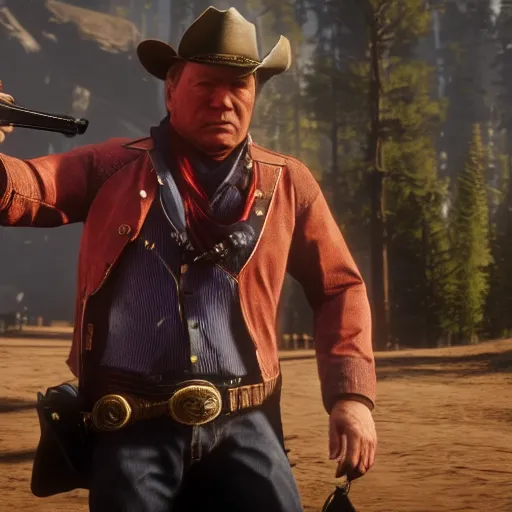 Image similar to william shatner stars as arthur morgan in the playstation 4 video game red dead redemption 2, beautiful screenshot
