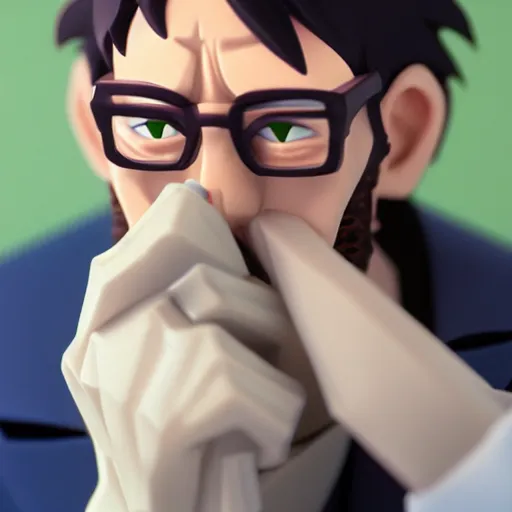 Image similar to gendo ikari smoking a joint, 5 5 mm