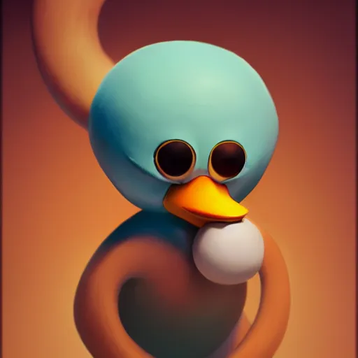 Image similar to funny rubber cute duck monster by artgerm and beeple and charlie bowater, soft lighting, solid background,