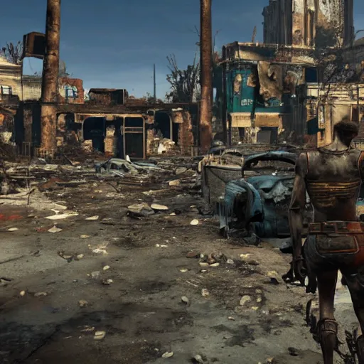 Image similar to Rome in ruins post-nuclear war in Fallout 4, in game screenshot