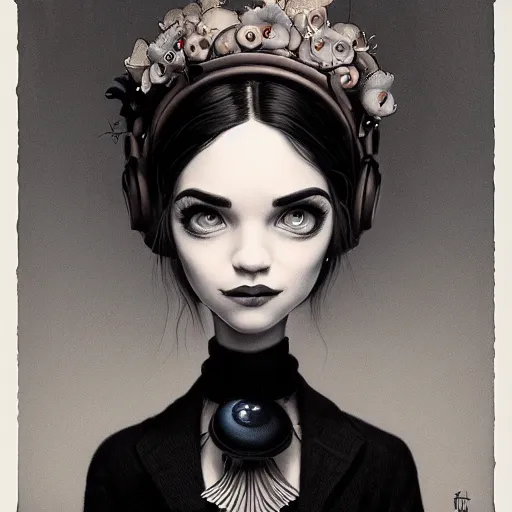 Image similar to Lofi portrait, Pixar style by Joe Fenton and Stanley Artgerm and Tom Bagshaw and Tim Burton, sideways glance