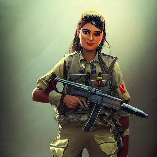 Prompt: a female peshmerga, by Sam Weber, Vertigo Comics, trending on Artstation