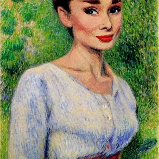 Prompt: audrey hepburn art by camille pissarro