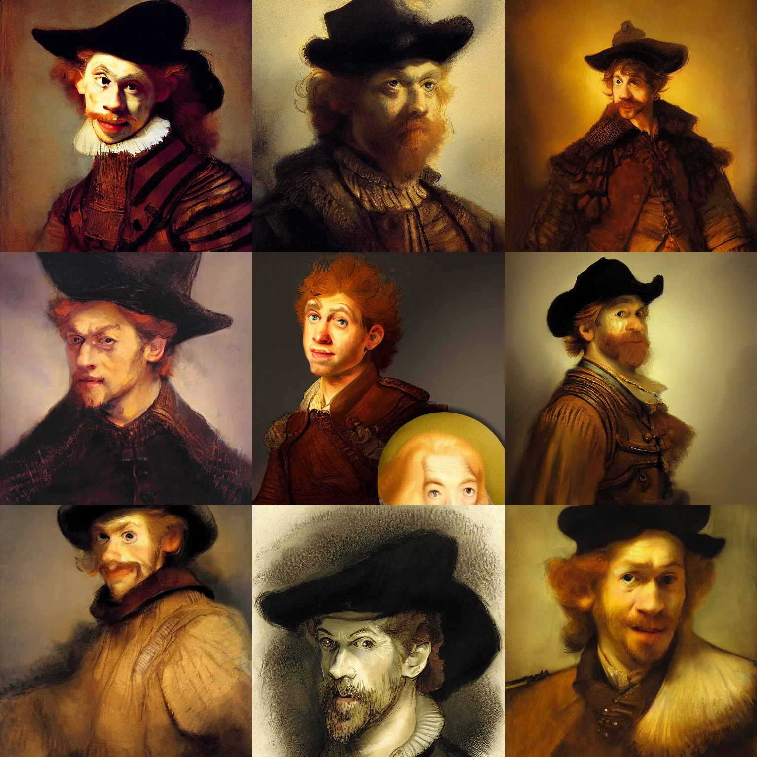 Prompt: a beautiful portrait study of gubrush threepwood by rembrandt