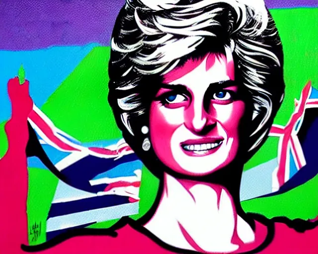 Image similar to lady diana, artwork by alec monopoly