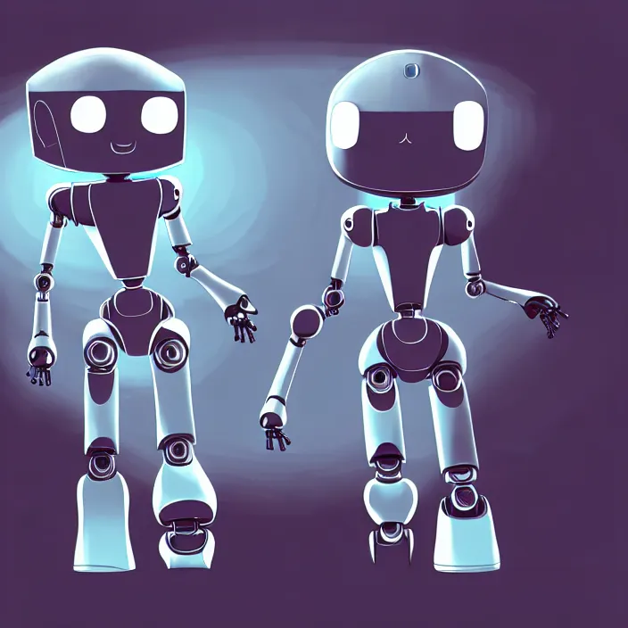Image similar to concept art for an intimate scene between two cute robots, futurist, scifi, film