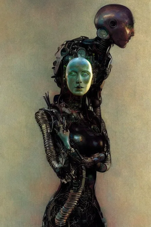 Image similar to fullbody or portrait, simple raven, perfect future, award winning art by santiago caruso, iridescent color palette, by wlop and karol bak and bouguereau and viktoria gavrilenko, 1 9 7 0 s retro future robot android. muted colors