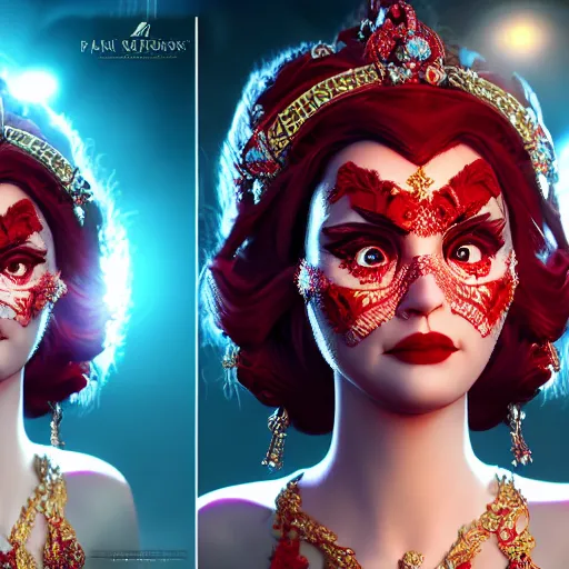 Image similar to portrait of evil princess of rubies with fair skin, ornate 8 k gorgeous intricate detailed, accent lighting, dramatic light, octane render