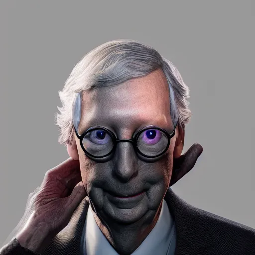 Image similar to mitch mcconnell sticking his head out of a turtle shell, octane render, unreal 5 engine