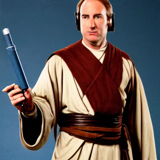 Image similar to bib Odenkirk as obi won Kenobi in the original star wars