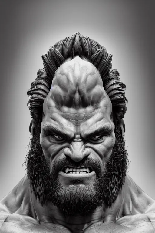 Image similar to studio portrait of hulking herculean ogre jesus christ, ultrafine hyperrealistic face illustration by kim jung gi, irakli nadar, intricate linework, sharp focus, bright colors, matte, octopath traveler, final fantasy, unreal engine highly rendered, global illumination, radiant light, intricate environment