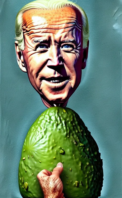 Image similar to joe biden as a avocado painting by chiara bautista, beksinski and norman rockwell and greg rutkowski weta studio, and lucasfilm