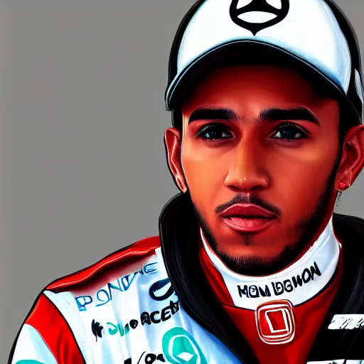 Prompt: portrait of lewis hamilton, digital art, realistic, detailed, artstation