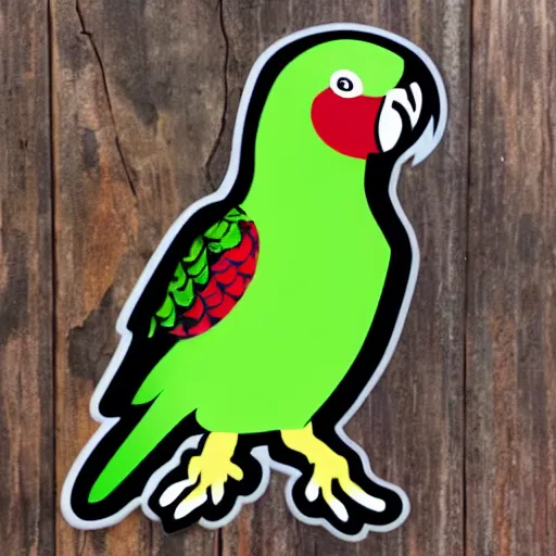 Prompt: die cut stiker of punk rock parrot