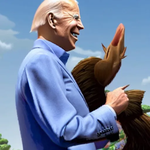 Image similar to joe biden animorphs into sonic the hedgehog