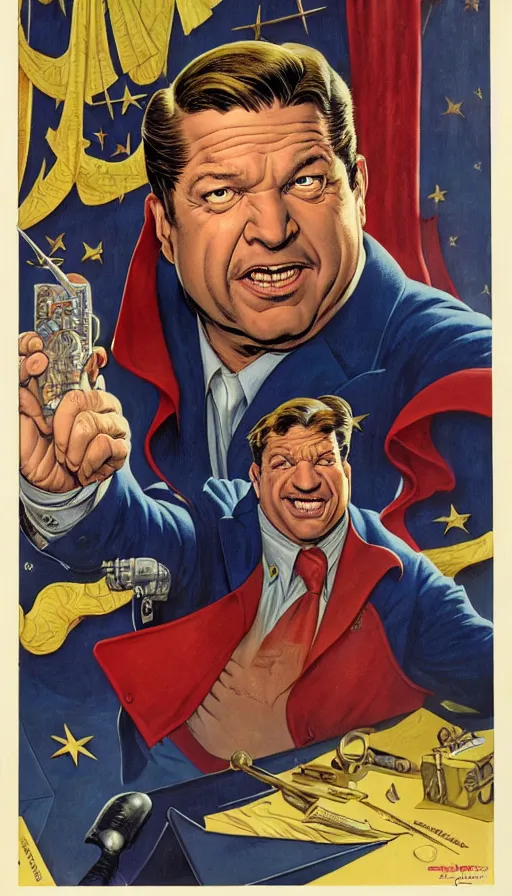 Prompt: ron desantis as a pathetic villain. portrait by clyde caldwell and jean giraud and anton otto fischer and john philip falter and will eisner and gil elvgren