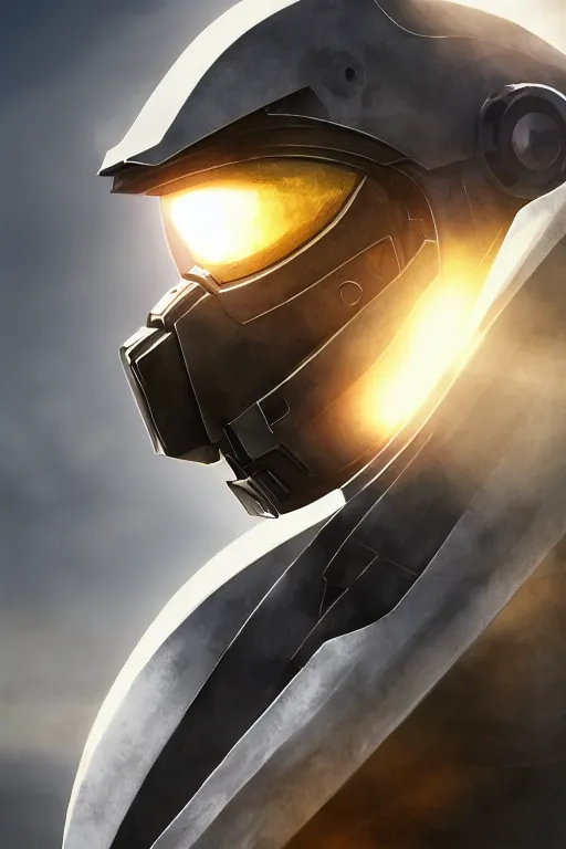 Image similar to robot ninja mask helmet halo master chief radiating a glowing aura global illumination ray tracing hdr fanart arstation by ian pesty and katarzyna da „ bek - chmiel