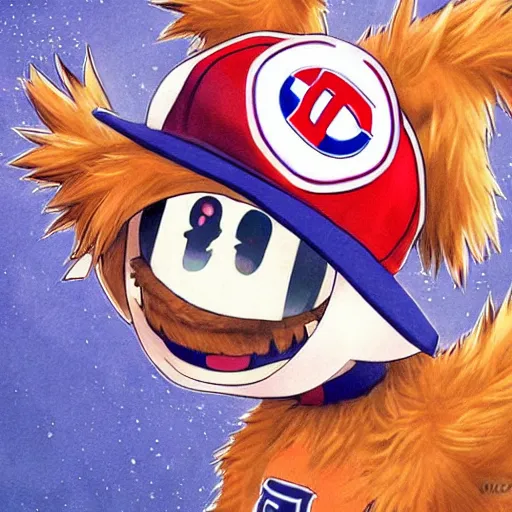 Image similar to anime Portrait of Youppi the Habs Montreal Canadiens Mascot as a very cute powerful and friendly pokemon, highly detailed anime, high evolution, 1990s, legendary, smooth, sharp focus, dynamic lighting, intricate, trending on ArtStation, illustration pokemon, art by WLOP