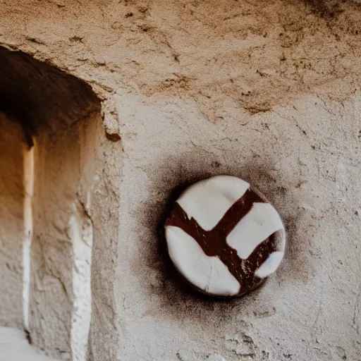 Prompt: Hamburger painted on a wall inside a cave