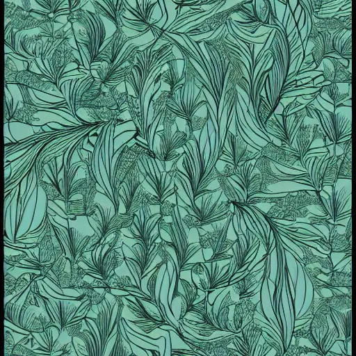 Image similar to aquatic summer shoal bean juniper, by de es schwertzberger and jane graverol, rococo, line art