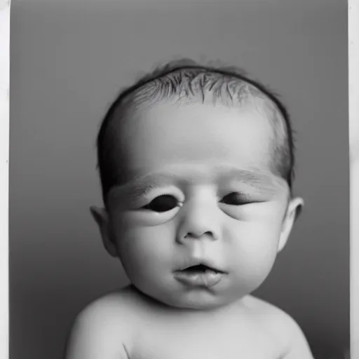 Prompt: a new born baby with a square head, mutation, realistic photograph, medical photography, censored face.