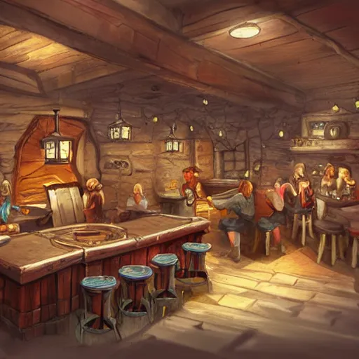 Prompt: a typical d&d tavern, concept art