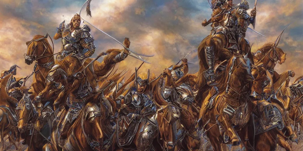 Prompt: noble warrior riders of Rohan by Mark Brooks, Donato Giancola, Victor Nizovtsev, Scarlett Hooft, Graafland, Chris Moore
