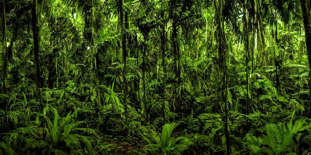 Image similar to lost in the amazon rainforest, beautiful, cinematic, dramatic lighting, shadows, highly detailed