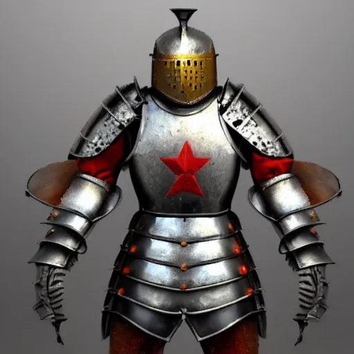 Prompt: Socialist realism full plate armour knight