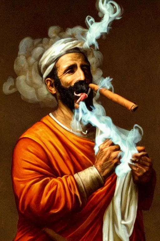 Image similar to god smoking a cuban cigar