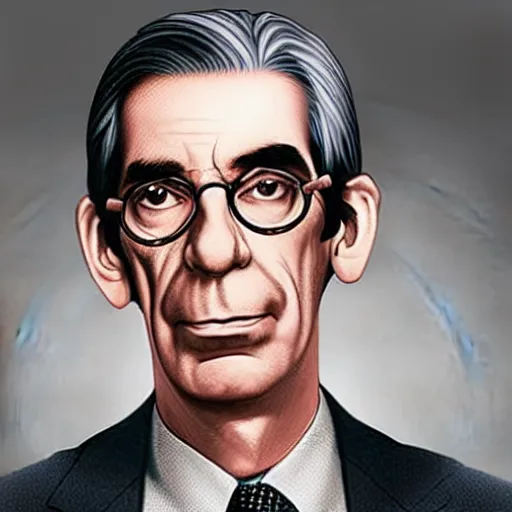 Prompt: textbook illustration showing the stages of evelution of richard belzer