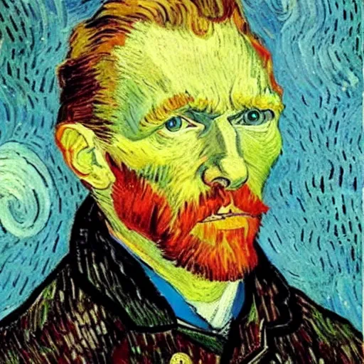 Image similar to vincent van gogh!!!! with a iphone in his hand, illustrated by vincent van gogh, 4 k, 8 k, photorealistic imagery