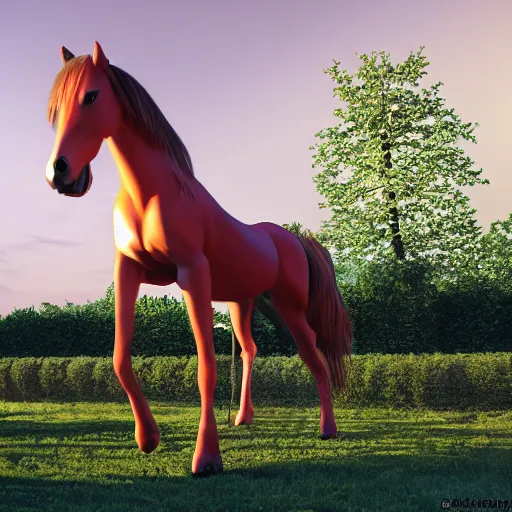 Prompt: 3D render of a horse in T-pose