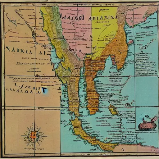 Prompt: map of mainland southeast asia, zoom in burma thailand laos cambodia and vietnam, 1 7 th century, high accuracy, based on geographical map,