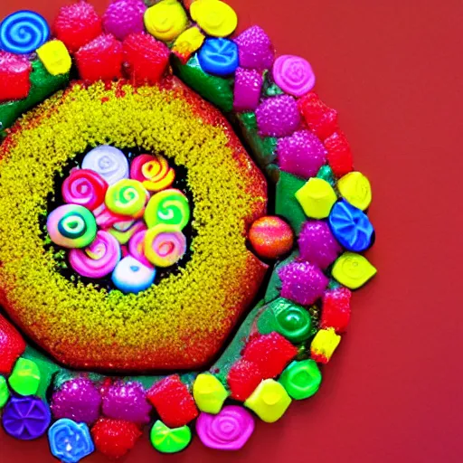 Image similar to A flower made of candy in a world made of candy