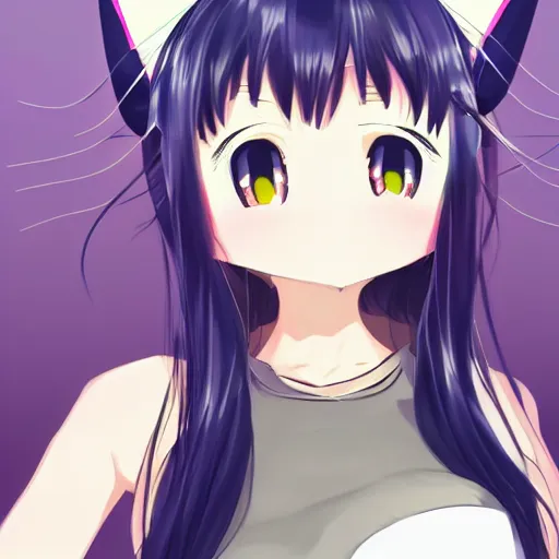 Image similar to anime girls with cat ears, trending on pixiv