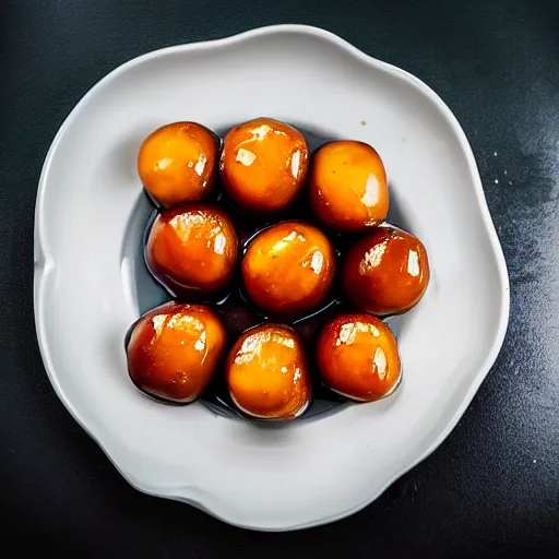 Image similar to high resolution photo of gulab jamun, michelin star, very tasty, food photography, instagram, trending