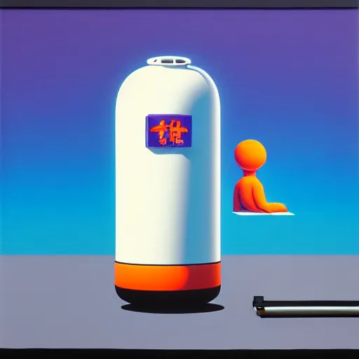 Image similar to propane cylinder by shusei nagaoka, kaws, david rudnick, airbrush on canvas, pastell colours, cell shaded, 8 k