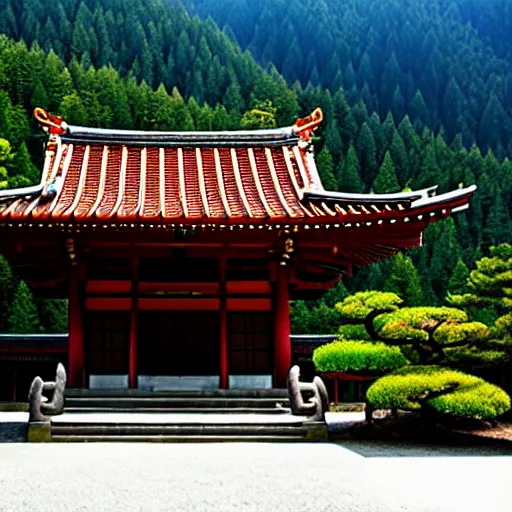 Prompt: zen temple on the mountain