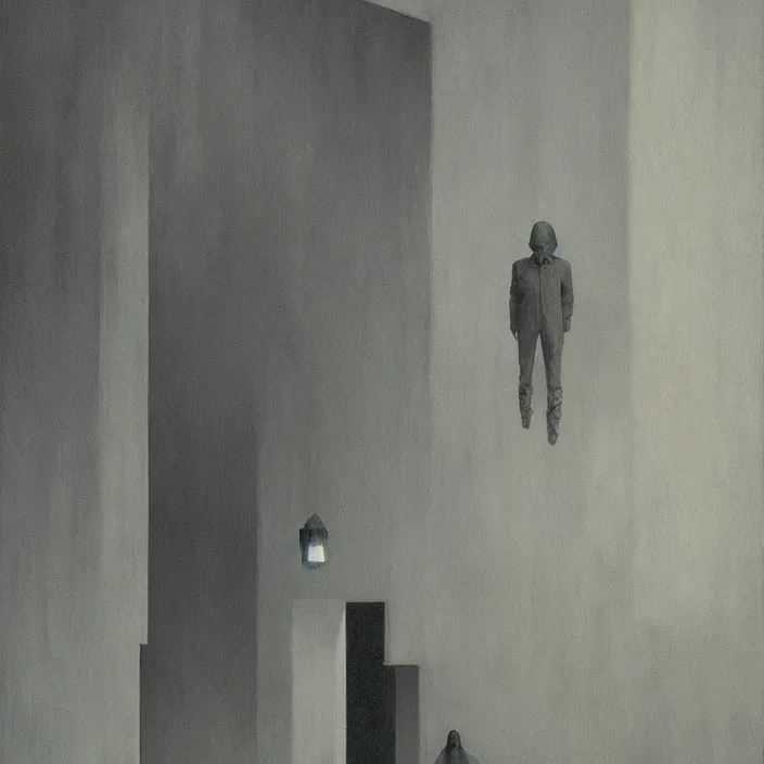 Image similar to i saw a ghost last night, science fiction, Edward Hopper and James Gilleard, Zdzislaw Beksinski, highly detailed