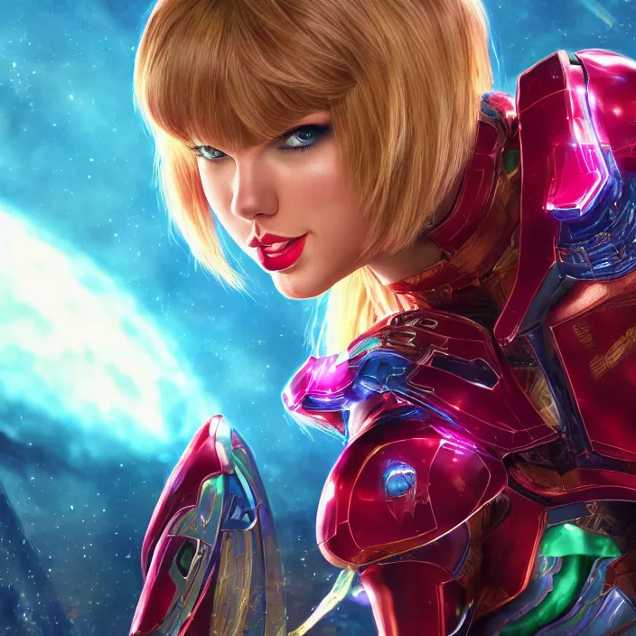 Image similar to portrait of Taylor Swift as SAMUS ARAN. METROID. HD, 4K. intricate. intricate artwork. by Tooth Wu, wlop, beeple, dan mumford. octane render, trending on artstation, greg rutkowski very coherent symmetrical artwork. cinematic, hyper realism, high detail, octane render, 8k, iridescent accents.