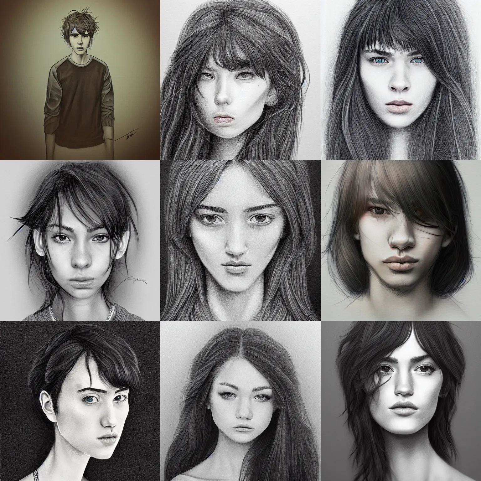 Prompt: beautiful 2D drawing portrait by esben lash