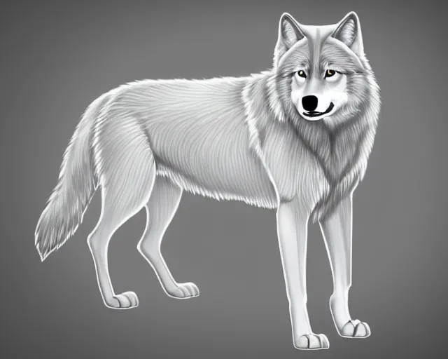 Image similar to professional digital art of a full-body outline of a wolf, very simple, white background and fill, high quality, HD, 8K,