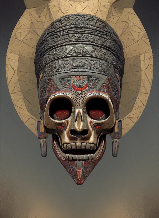 Image similar to digital _ painting _ of _ triangle head mayan god of death _ by _ filipe _ pagliuso _ and _ justin _ gerard _ symmetric _ fantasy _ highly _ detailed _ realistic _ intricate _ port