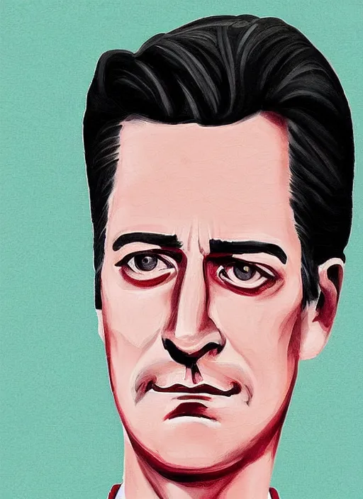 Image similar to portrait of kyle maclachlan as dale cooper by keiko ki