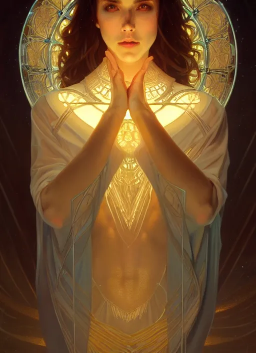 Image similar to symmetry!! water, glowing lights!! intricate elegant, highly detailed, digital painting, artstation, concept art, smooth, sharp focus, illustration, art by artgerm and greg rutkowski and alphonse mucha